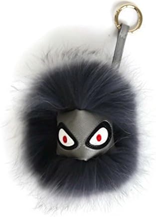 AURORA168 Mink Fox Fur Monster Bugs Pom Pom Doll Ball Key Ring/ Keychain /Bag Charm (Mini gray)