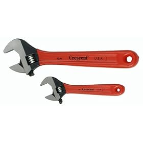 Crescent AT610CS 6-Inch and 10-Inch Cushion Grip Adjustable Wrench Set with 15/16-Inch Jaw Capacity, 2-Piece