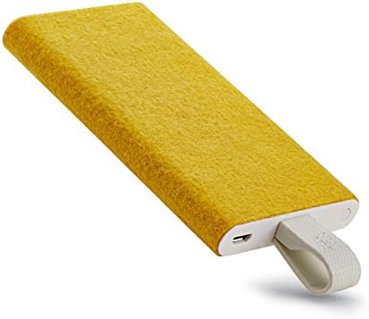 NuAns TAGPLATE - 6000mAh Mobile Battery with Lightning Cable (Built-in, Tangle Free) - Saffron - MFI - Portable Battery w/Lightning - Good design Award '15 winner - Japanese Brand - Ideal for Gift