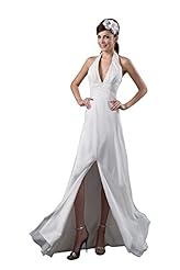 Chiffon/Satin/Silk/Taffeta Halter Beaded Backless Evening Dress 