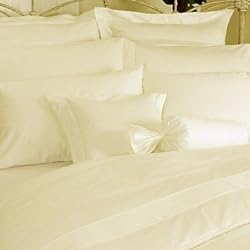 Homespell Egyptian Cotton 3-Pc Duvet Cover 600tc Solid Sateen Ecru (Queen)