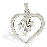 14K White Gold Genuine Round Opal Pendant