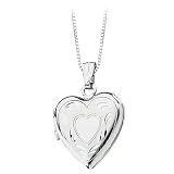 14K White Gold 17.50 x 14.75 MM Heart Locket with Chain
