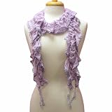 Light Lavender Ruffled Lace Lightweight Gathered Scarf