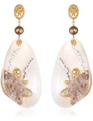 Azaara Pom Pom Shell Drop Earrings
