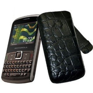 Suncase Ledertasche (Lasche mit R&uuml;ckzugfunktion) f&uuml;r Motorola Starling EX112 croco-schwarz Preisvergleich