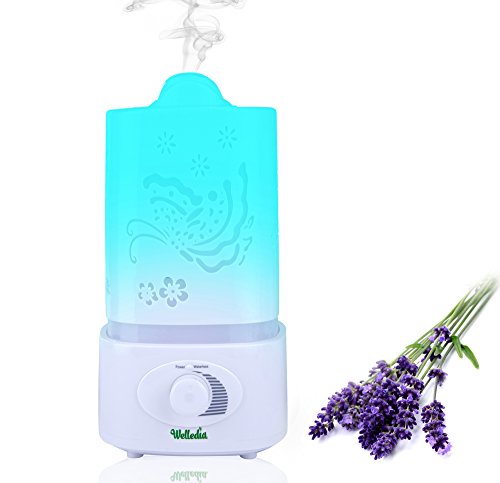 Essential Oil Diffuser, Ultrasonic Aromatherapy Diffuser, Twilight BIG 1800ml water tank by Welledia® - Cool Mist Humidifier - with Color Changing LED Lamps, Waterless Auto Shut-off Function, Adjustable Mist, Runs all night long