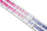 14KT White Gold 12.70cttw. Multi-Sapphire & Diamond Bracelet