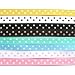 Polka Dot Grosgrain Ribbon, 10 yards , Aqua blue with white dots