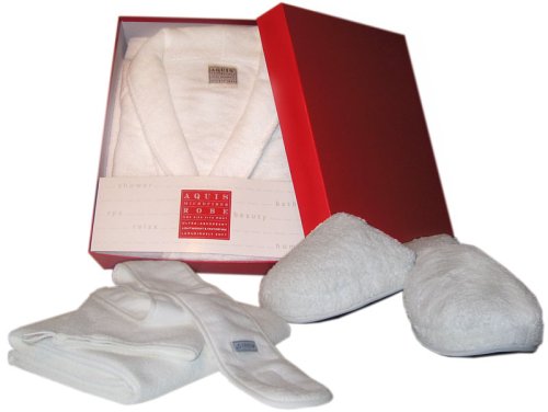 Aquis Essentials Gold Package: Robe, Hair Towel, Headband, Face and Body Mitt, Slippers
