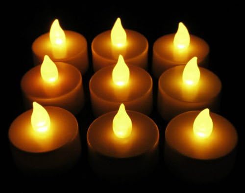 Tea Light Led Candles Beautiful Electronic LED Candle Flameless Flickering Tea Light Light Color White 3.8cm (12Pcs, Yellow)