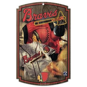 Atlanta Braves Wood Sign W/ Throwback Jersey