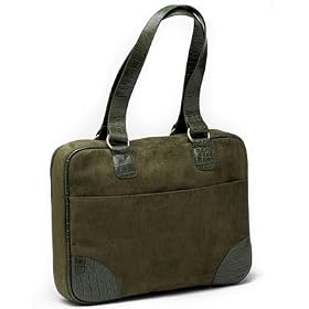 Mango Tango Slimline Faux Suede Laptop Carrying Case- Olive(17")