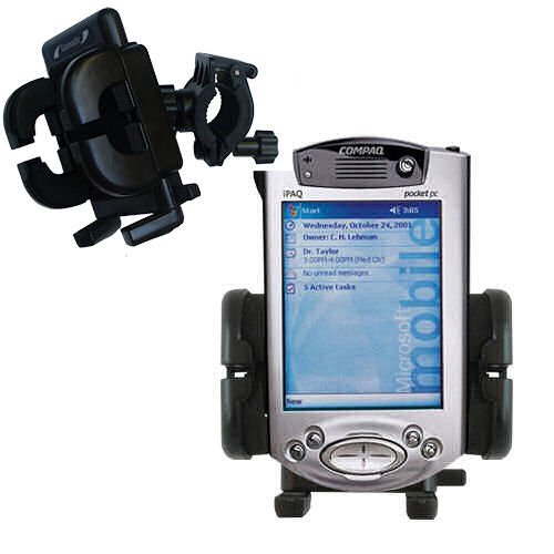 Bike Handlebar Holder Mount System for the Compaq iPAQ h3765 - Gomadic Brand