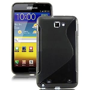 SUNNY SAVERS SAMSUNG GALAXY NOTE N7000 GT-N7000 BLACK 'S' WAVE GEL / SILICONE / HYBRID CASE COVER SKIN WITH FREE SCREEN PROTECTOR