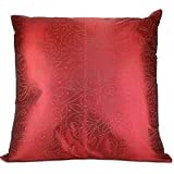 Red Beaded Vine 18"x18" Decorative Silk Throw Pillow Cover