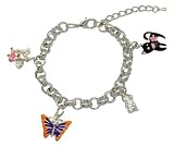 Lovely silver plated charm bracelet by GlitZ JewelZ © - 4 cute hand painted enamel charms - fits lovely on any wrist - perfect for a gift - packed in a cute velvet pouchette - Fits 7 to 8.5 inches with 1.5 inches extensions Lovely silver plated charm bracelet by GlitZ JewelZ © - 4 cute hand painted enamel charms - fits lovely on any wrist - perfect for a gift - packed in a cute velvet pouchette - Fits 7 to 8.5 inches with 1.5 inches extensions