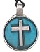 Christian Cross Blue Green Real Pewter Pendant Necklace