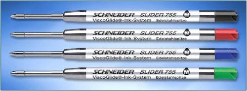 Schneider® Slider 755 Blue Medium Ballpoint Refills ViscoGlide Ink System-Parker Style - 2/pk