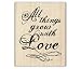 Rubber Stamp With Wood Handle, Bohemian Flourishes All Things Grow/Love