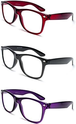 Newbee Fashion® - Womens Spring Temple 3 Pack Colors IG Wayfarer Style Comfortable Stylish Simple Reading Glasses