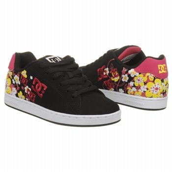 DC Women's Pixie Cherry Blossom Lace-Up Skate Shoe,Black/Yellow,5 M US On Sale