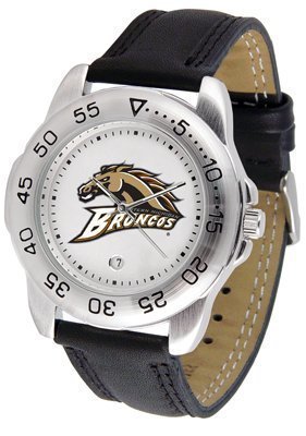 Western Michigan Broncos Suntime Mens Sports Watch w/ Leather Band - NCAA College Athletics