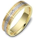 6mm Engraved 18 Karat Yellow Gold & Titanium Wedding Band Ring