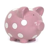 Child to Cherish Polka Dot Piggy Bank, Pink, Large