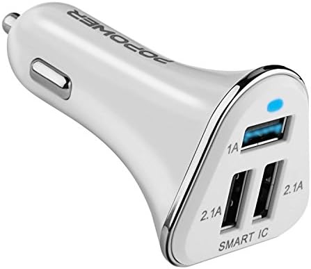 Car Charger:Intelligent 5.2A fireproof materials 3 USB Car Charger With Smart Sharing IC for Each USB Port, Compatible with MP3, mobile phone, notebook,cameras,other digital devices. (White)