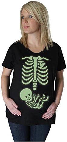 Gladditudes Womens Maternity Glow Skeleton X-ray T-shirt medium black