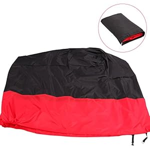Exlight Motorcycle Bike Moped Scooter Cover Waterproof UV Prevention Dustproof Covering Foldable Washable with Elastic Storage Bag Red and Black (Size: L)
