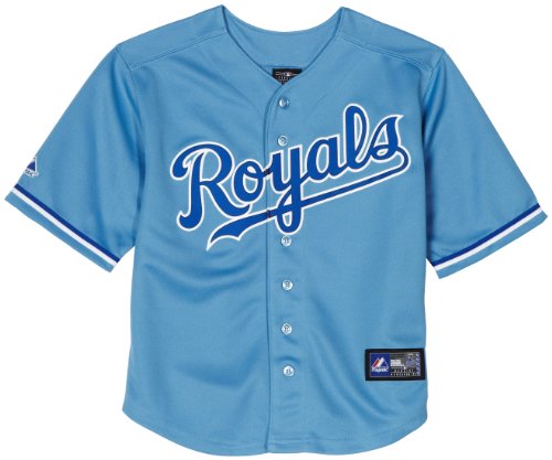MLB Boys' Kansas City Royals Button Down Jersey with Name & Number (Royal, 14/16)