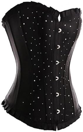 Corset Buy Rhinestone Black Polyester Overbust Corset With Rhinestones - M (black)