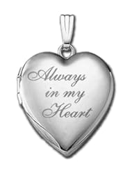 14K White Gold "Always in My Heart" Locket 3/4 inch x 3/4 inch in Solid 14K White Gold