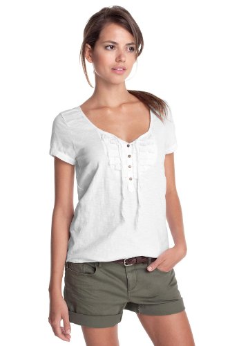 edc by ESPRIT Damen T-Shirt, 042CC1K031, Gr. 38 (M), Wei&szlig; (drummers white 114) Preisvergleich