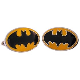 Stainless Steel and Enamel Batman Logo Cuff Links