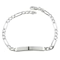 Sterling Silver Figaro Engravable ID Bracelet