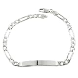 Sterling Silver Figaro Engravable ID Bracelet