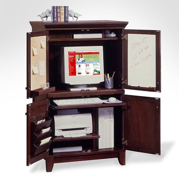 Coffee-finish Computer Armoire