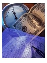 Spreadsheet, Clock, and 100 Dollar Bill Decorative Art Photographic Poster Print by Eric Kamp, 18x24