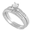 Sterling Silver Round Cut Bridal Set CZ Ring