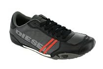 DIESEL SOLAR LEATHER LO TO TRAINERS GUNMETAL/BLACK