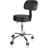 PARTYSAVING Professional Armless Swivel Stool Black/ Chrome Adjustable Hydraulic Extra Soft Salon Chair APL1323, Black