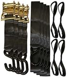 12 Piece Motorcycle Tie Down Kit - 2" S Hook Ratchet Straps / Soft Loops