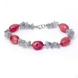 Red Crystal and Aquamarine Quartz Bracelet