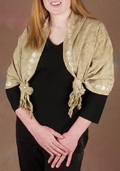 Half Sarong - Tan, Embroidered - Slightly Less Than Perfect - Reduced!