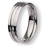 Grooved Polished Titanium Ring (6.0 mm) - Sizes 6-13