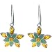 Certified Genuine Multicolor Amber and Aventurine Gemstone Sterling Silver Flower Earrings