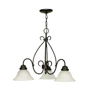 Nuvo 60/378 3 Light Chandelier with Alabaster Glass Shades